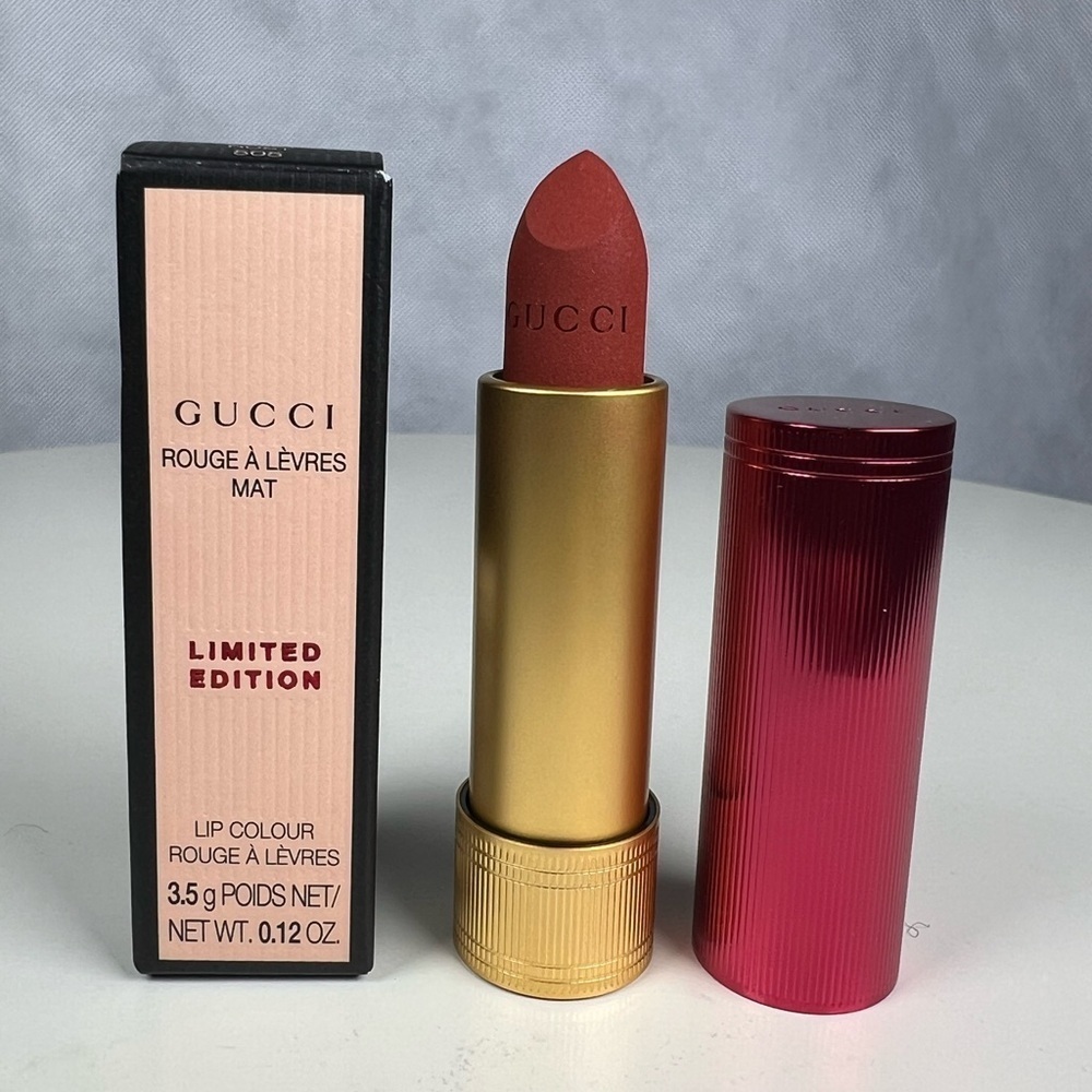 NIB Gucci Limited Edition Lipstick Rouge Lévres Velvet Matte Lipstick Janet Rust